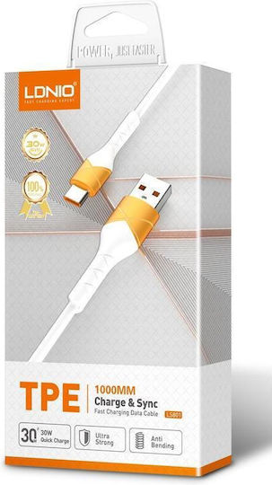 Ldnio LS801 USB-A zu Lightning Kabel 30W Weiß 1m