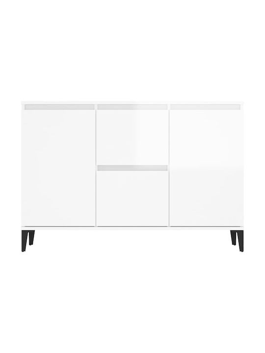 Wooden Buffet with Drawers Λευκός L104xW35xH70cm