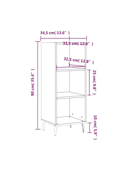 Библиотека Кафяв Дъб 34.5x32.5x90см
