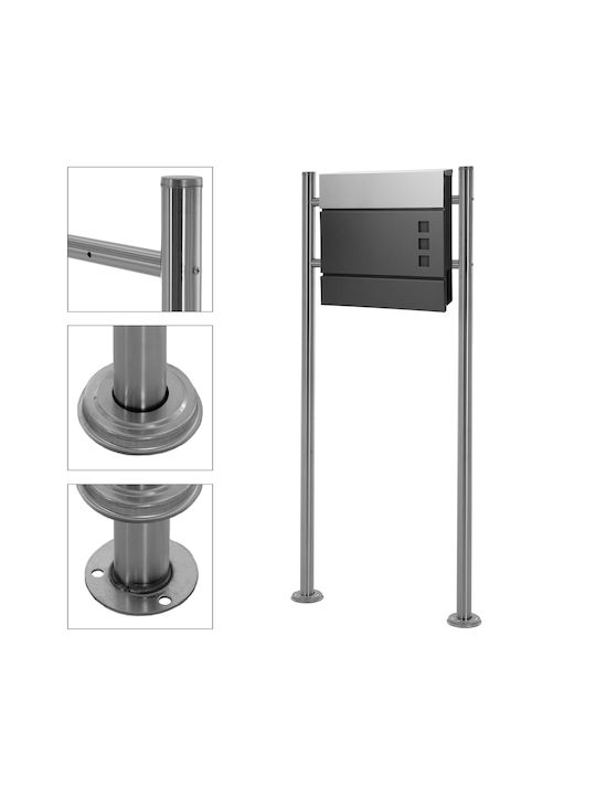 ECD Germany Γραμματοκιβώτιο Εξωτερικού Χώρου Inox σε Γκρι Χρώμα 23x17cm