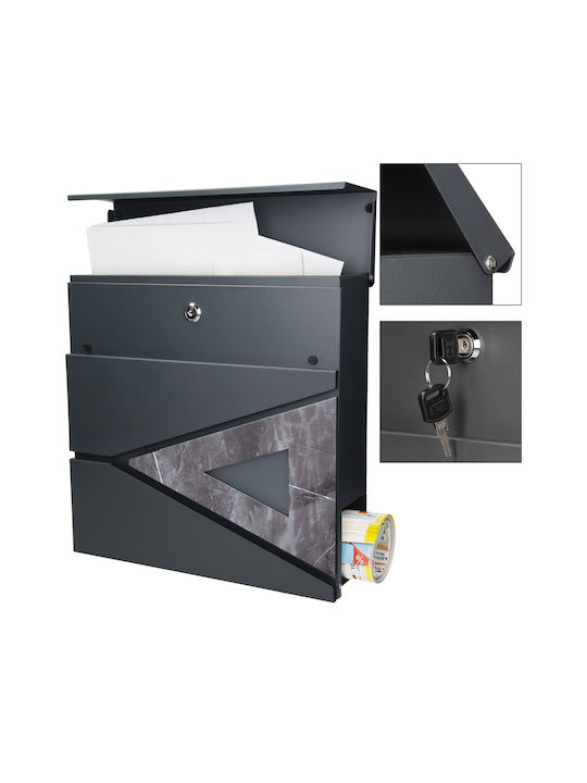 ML-Design Außenbereich Briefkasten Metallisch in Gray Farbe 37x36.5x11cm