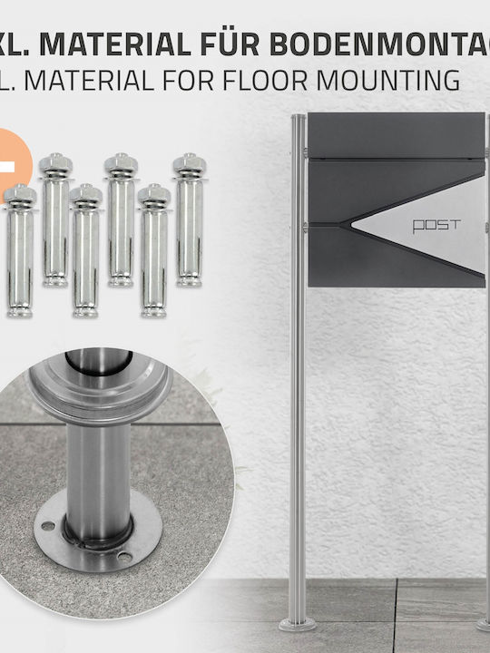 ML-Design Γραμματοκιβώτιο Εξωτερικού Χώρου Inox σε Γκρι Χρώμα 37x37x11cm