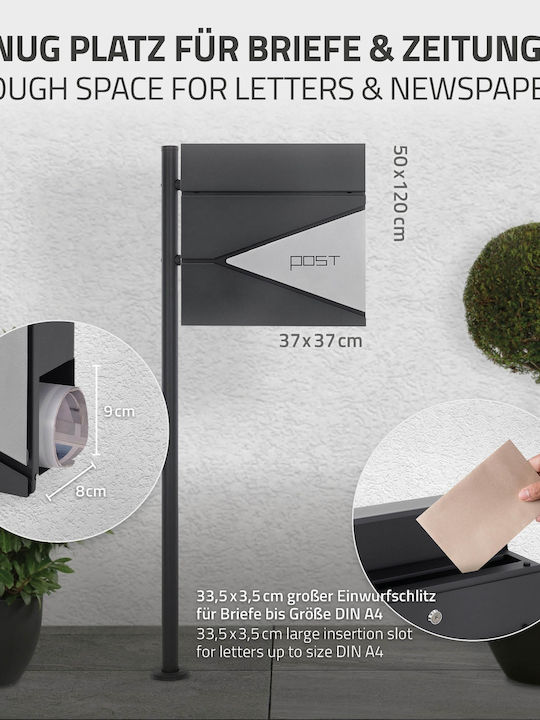 ML-Design Cutie Poștală pentru Exterior Inox în Culoarea Gri 37x37x11cm