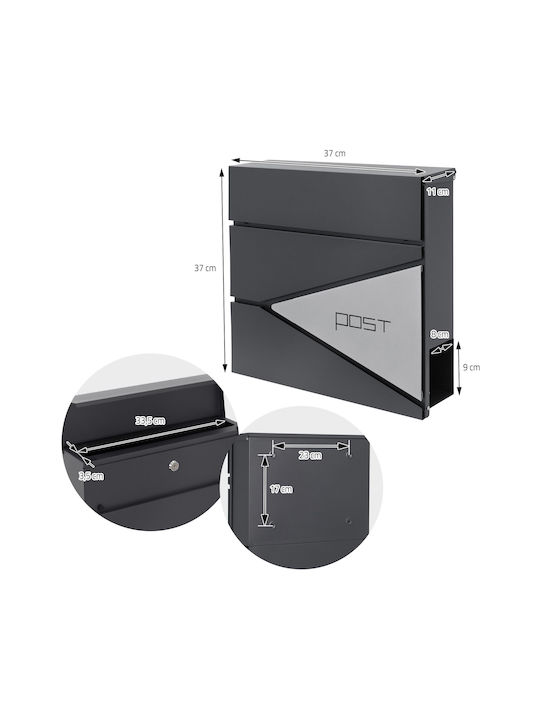 ML-Design Γραμματοκιβώτιο Εξωτερικού Χώρου Inox σε Γκρι Χρώμα 37x37x11cm