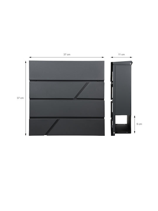 ML-Design Външна Пощенска Кутия Inox в Сив Цвят 37x11x37см