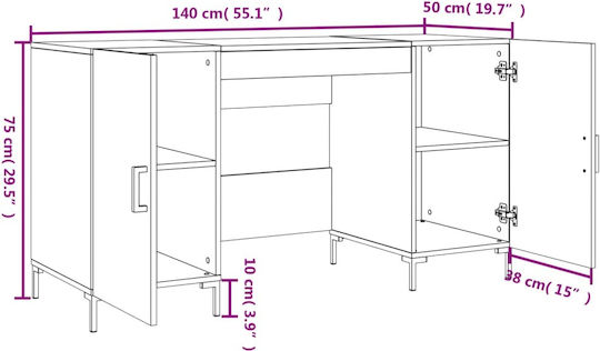 Schreibtisch Holz Beige 140x50x75cm