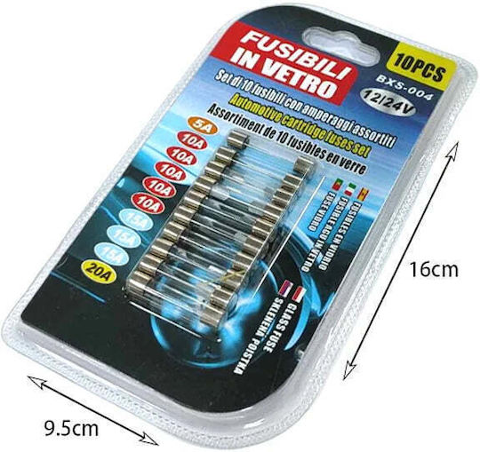 Car Fuse Set Glass Rounds 10pcs