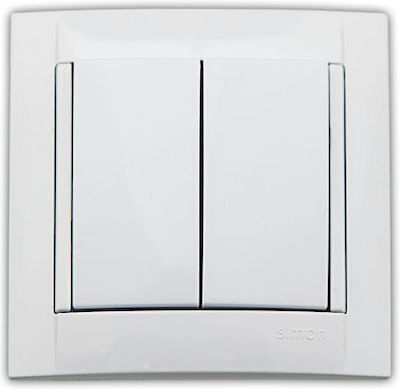 Eurolamp Recessed Electrical Rolling Shutters Wall Switch with Frame Basic White 152-12011