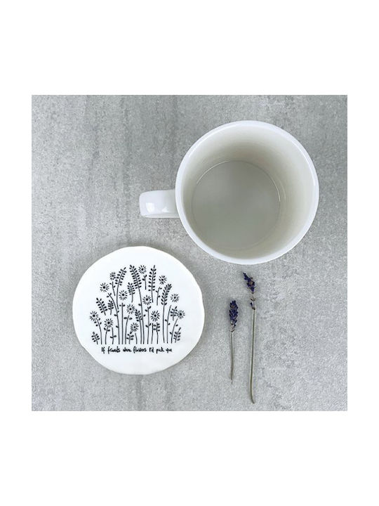 Synchronia Round Ceramic Coaster White 9.8cm