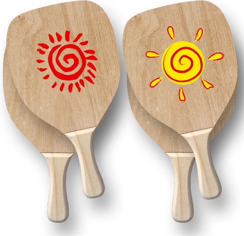 Summertiempo Σετ Ρακέτες Παραλίας Μπεζ με Μπεζ Ίσια Λαβή (Διάφορα Σχέδια)