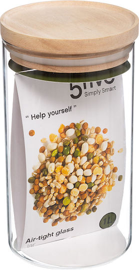 5Five General Use Vase with Airtight Lid Glass Transparent 1000ml