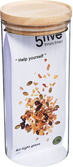 5Five General Use Glass Transparent Vase with Airtight Lid 1300ml