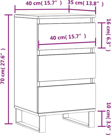 vidaXL din Lemn 40x35x70cm 1buc