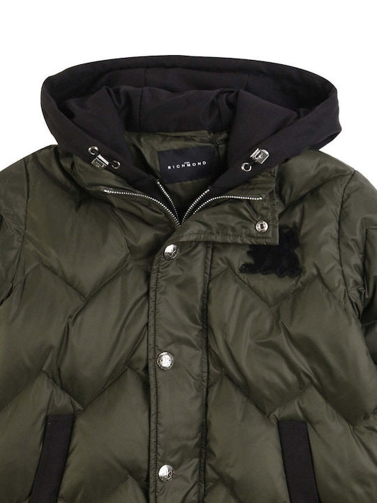 John Richmond Kinderjacke Lang mit Kapuze Grün