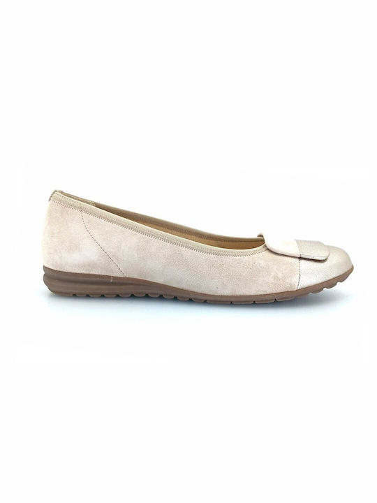 Gabor Lederne Damen Ballerinas in Beige Farbe