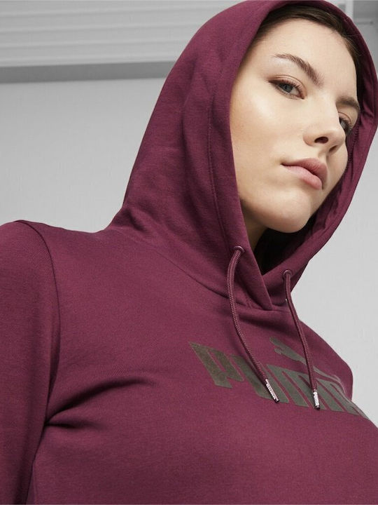 Logo Women's Sweatshirt Hooded Burgundy