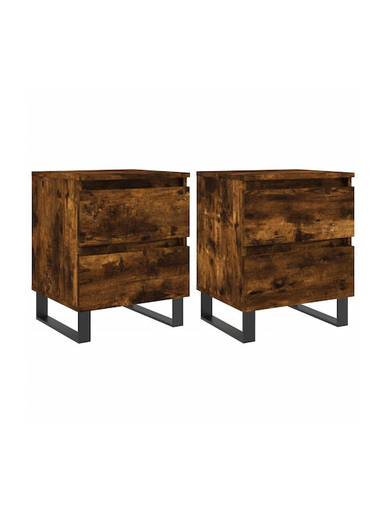 Wooden Bedside Tables 2pcs Καπνιστή Δρυς 40x35x50cm