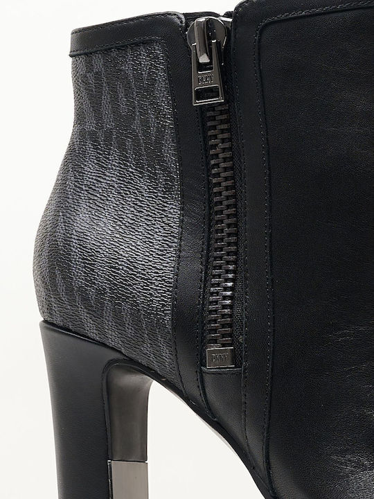 Liana Leather Women's Ankle Boots with High Heel Black