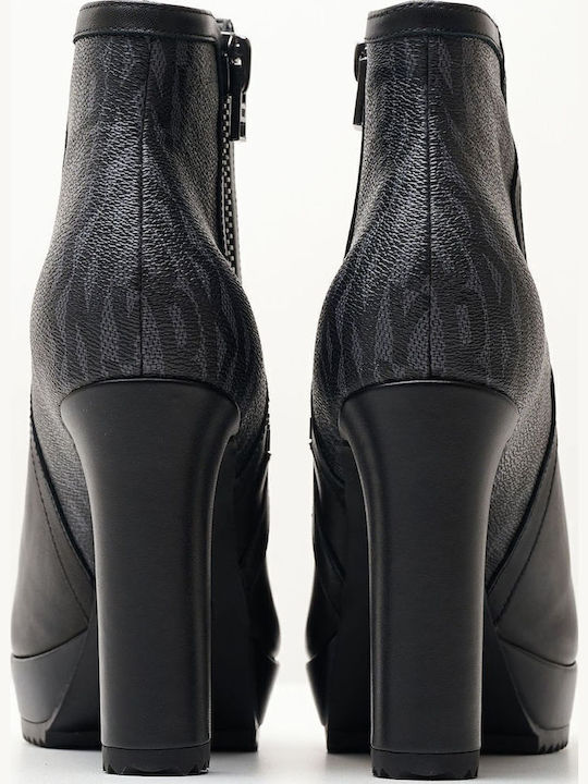 Liana Leather Women's Ankle Boots with High Heel Black