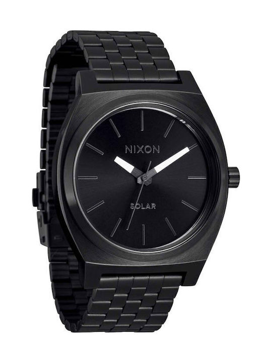Nixon Time Teller Herrenuhr 40mm Solar mit Schwarz Metallarmband