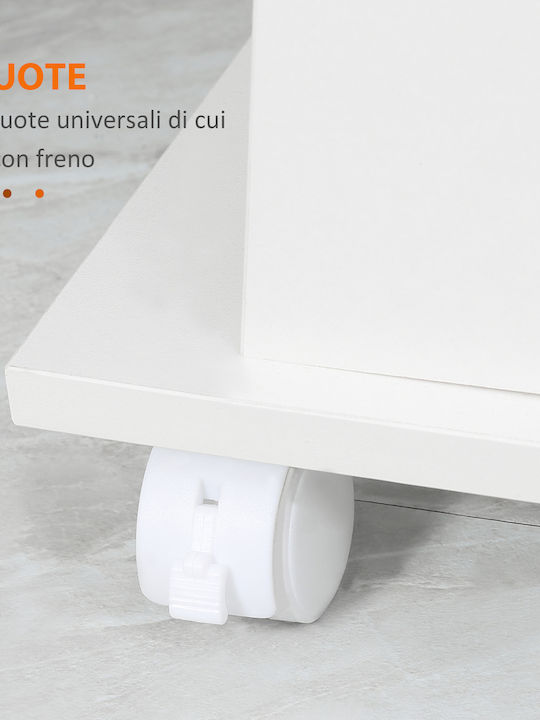HomCom Wooden Kitchen Trolley 2 Tiers White 60x38x77cm