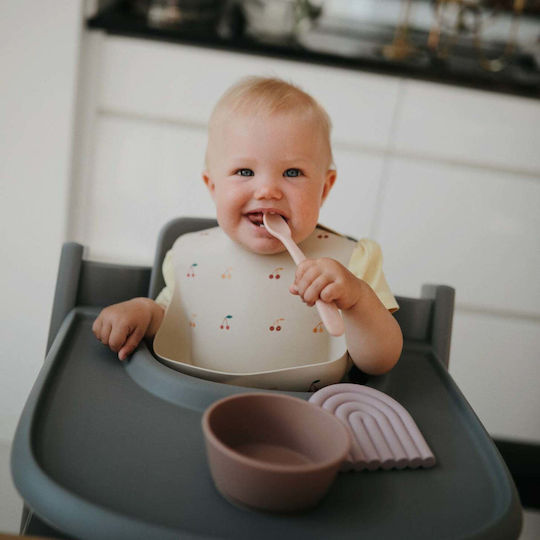 Mushie Baby Food Bowl Suction made of Silicone Light Blue