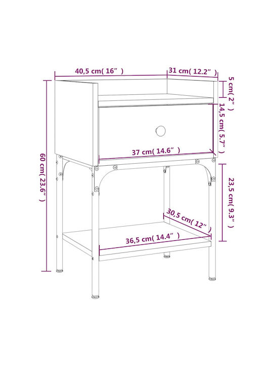 Nachttische Metall Sonoma Oak 2Stück 40.5x31x60cm