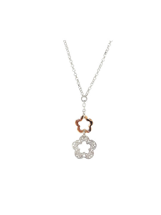 CHrysolithos Necklace with design Flower from Gold Plated Silver