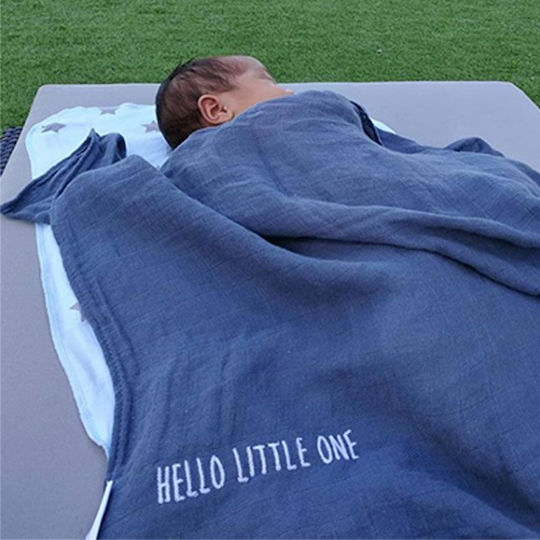Minene Mommy/Daddy Muslin Swaddle Wraps Blue 75x75cm. 3pcs