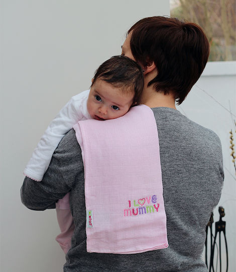 Minene Mommy/Daddy Muslin Swaddle Wraps Blue 75x75cm. 3pcs