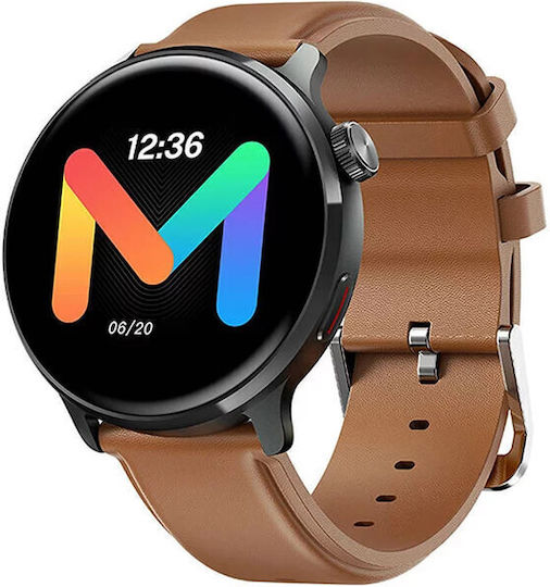 Mibro Watch Lite2 με Παλμογράφο (Brown Leather & Black Silicone Strap)