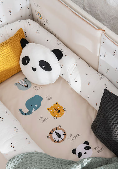 Petit Praia Pernă Decorativă pentru Pătuț Panda Jungle Alb 25x25cm