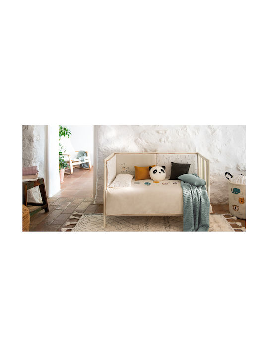 Petit Praia Διακοσμητικό Μαξιλάρι Κούνιας Panda Jungle Λευκό 25x25cm