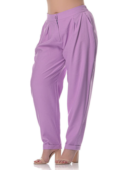 Women's Fabric Trousers Loose Fit Purple