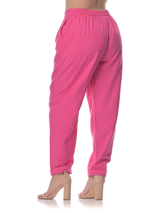 Sushi's Closet Women's Fabric Trousers in Loose Fit Fuchsia