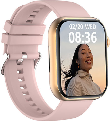 Egoboo GW41 Aluminium Smartwatch με Παλμογράφο (Ροζ)