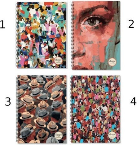 Shape Notebooks Spiral Heft Geregelt A4 90 Blätter 3 Themen 1Stück (Μverschiedene Designs/Farben)