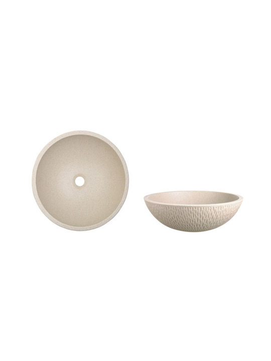 Icon Aufgesetztes Waschbecken Porzellan 41x41x13.5cm Beige