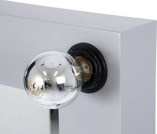 GloboStar GloboStar Wandspiegel mit Gray Hölzernes Rahmen & LED Beleuchtung 90x60cm 1Stück