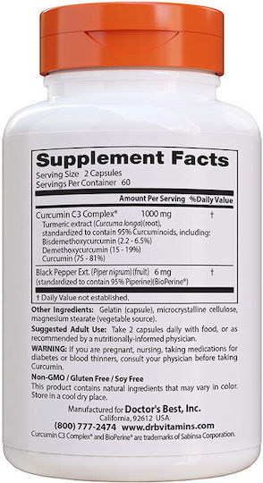Doctor's Best High Absorption Curcumin 500mg 120 κάψουλες