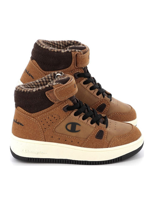 Rebound Παιδικά Sneakers High με Σκρατς Καφέ