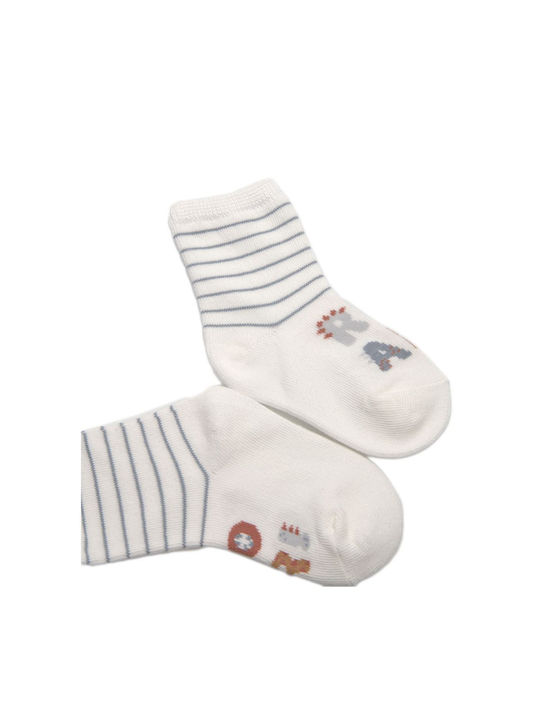 Ysabel Mora Kids' Ankle Socks Grey-White 2 Pairs