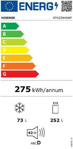 Hisense 325лт В169.6xШ59.5xД65см. Бял RT422N4AWF