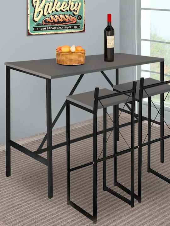 Crego Table Bar Wooden with Metal Frame Black 100x45x89cm