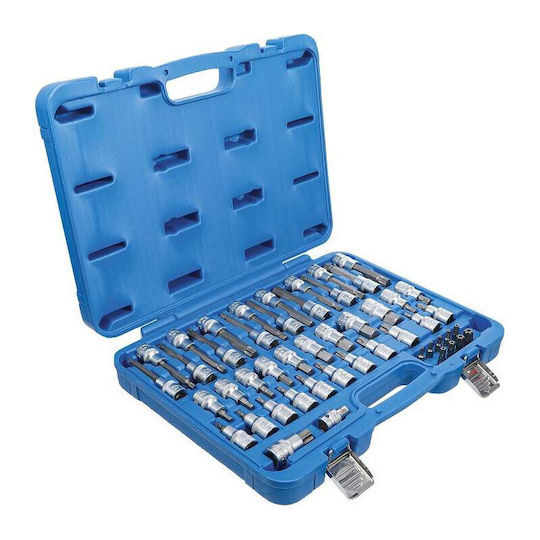 BGS Technic Bit-Stecknüsse mit Bits Torx, Allen, Spline und Antriebsvierkant 1/2'' Set 49Stück