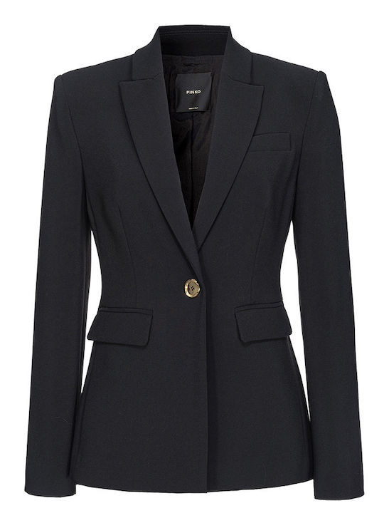 Pinko Damen Mittellang Blazer Schwarz