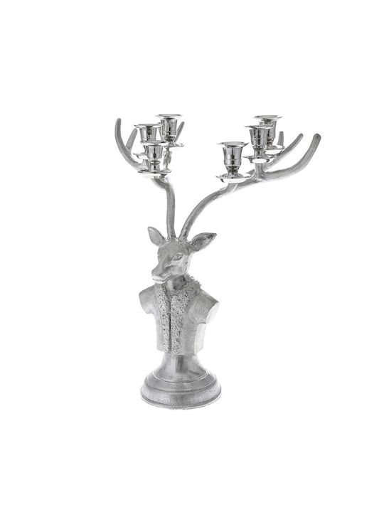 Iliadis Christmas Metallic Silver Candlestick 42x36cm