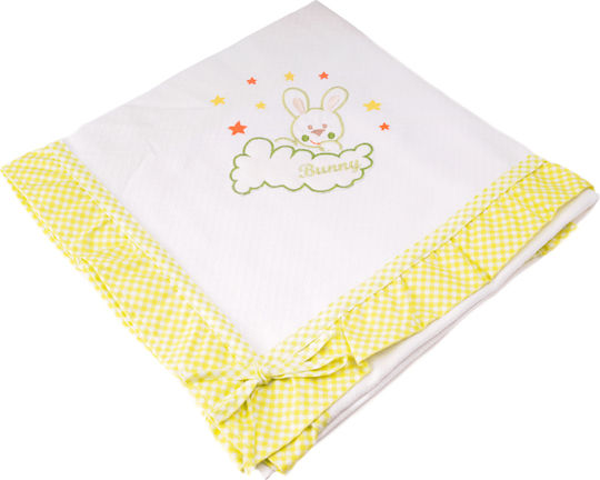 Bunny Bebe Κουβέρτα Αγκαλιάς & Λίκνου Πικέ Κίτρινη 90x90εκ.