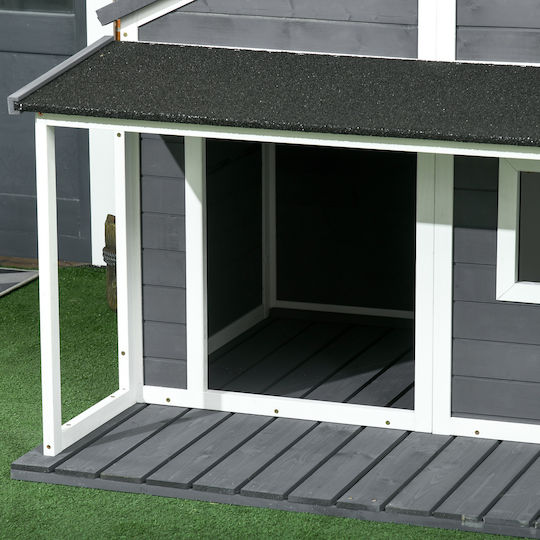 Pawhut Kennel Hundehaus Groß Außenbereich Gray 124x112x105cm