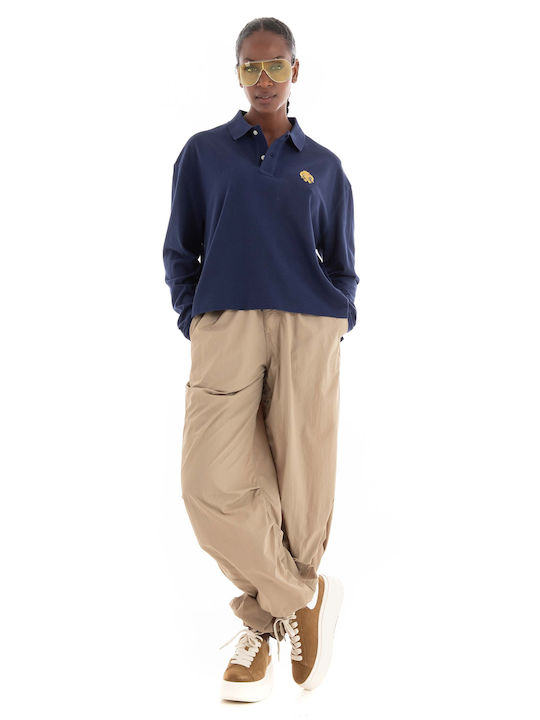 Ralph Lauren Women's Athletic Blouse Long Sleeve Navy Blue